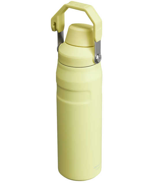 Yellow Stanley Iceflow Bottle with a cap and carry lid, featuring a brand logo on the front. Stanley Iceflow Bottle 24 0Z