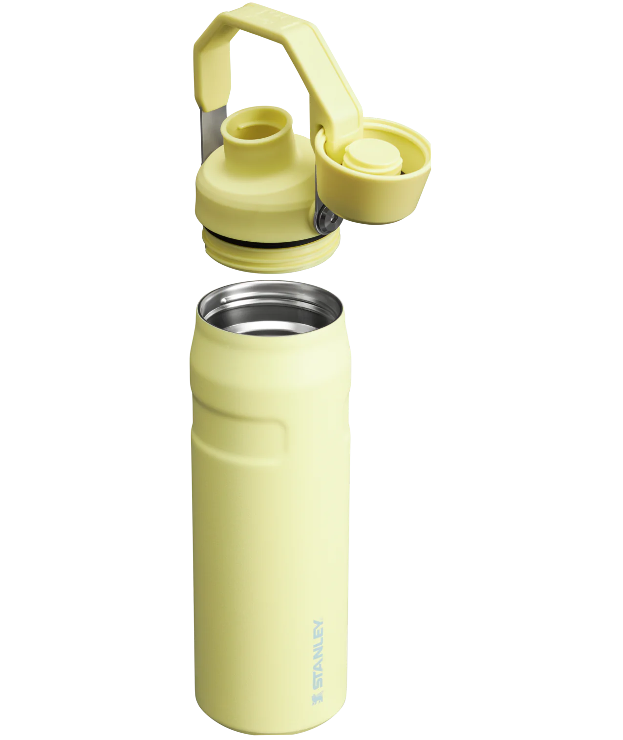 Yellow Stanley Iceflow Bottle with a cap and carry lid, featuring a brand logo on the front. Stanley Iceflow Bottle 24 0Z