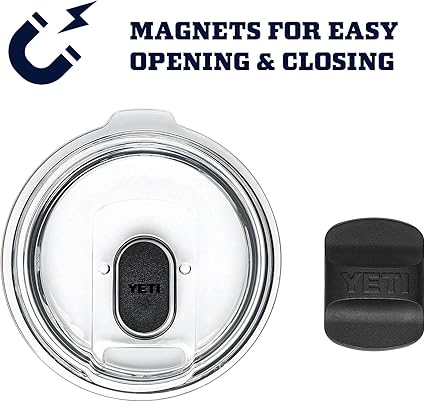 YETI lid with magnets for easy opening and closing on a white background