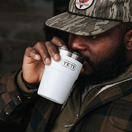White YETI tumbler with a 16 oz Stackable Cup - Coastal Outdoors
