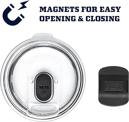 YETI lid with magnets for easy opening and closing on a white background