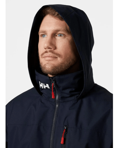Helly Hansen- Crew Hooded Midlayer Jacket 2 navy with a hood