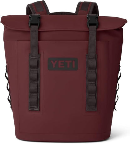 Red YETI backpack on Hopper M Series Backpack Soft Sided Coolers with MagShield Access