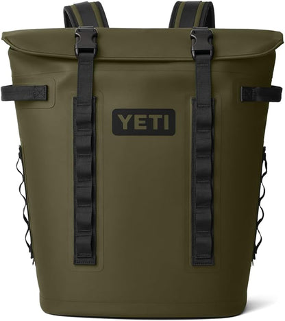 Green YETI backpack with black straps Hopper M Series Backpack Soft Sided Coolers with MagShield Access