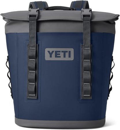 Blue and gray YETI cooler bag Hopper M Series Backpack Soft Sided Coolers with MagShield Access