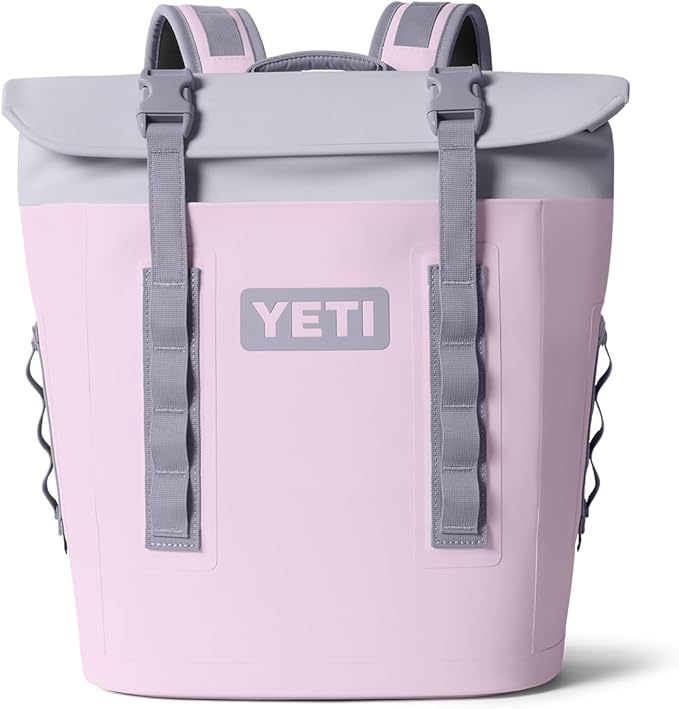 Pink YETI backpack with gray strapsHopper M Series Backpack Soft Sided Coolers with MagShield Access