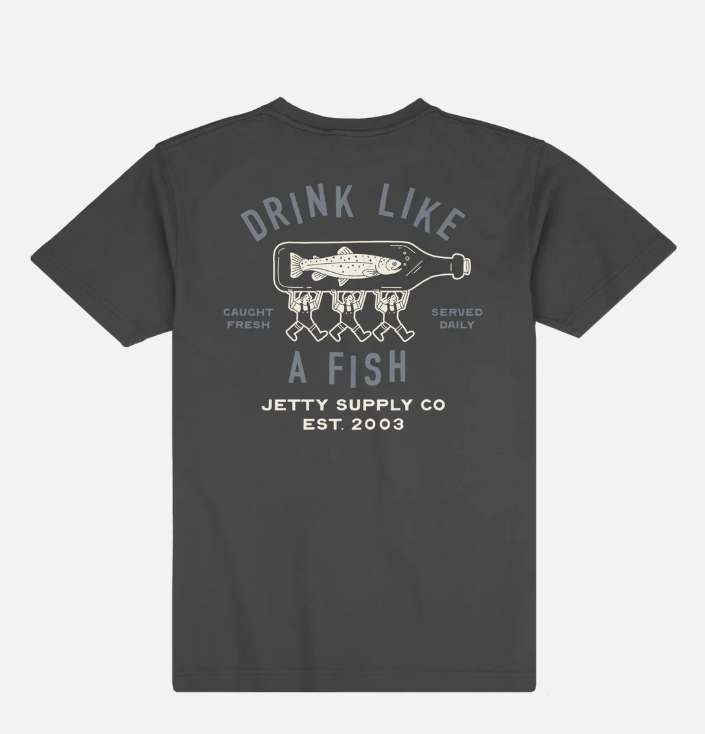 Black t-shirt with 'Jetty' logo 