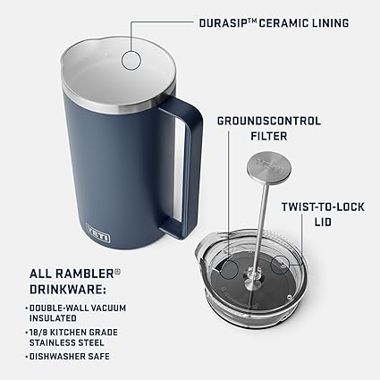 YETI - Yeti Rambler French Press Coffee Maker With Grounds Control Filter - outdoor apparel and gear